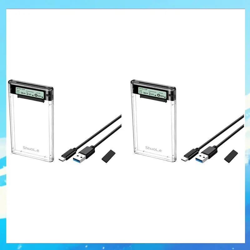 2X Shuole Custodia per HDD esterna USB3.2 Custodia per disco rigido da 5 Gbps da 2,5 pollici Custodia per SSD di tipo C Custodia per HDD SSD SATA-[A49T]