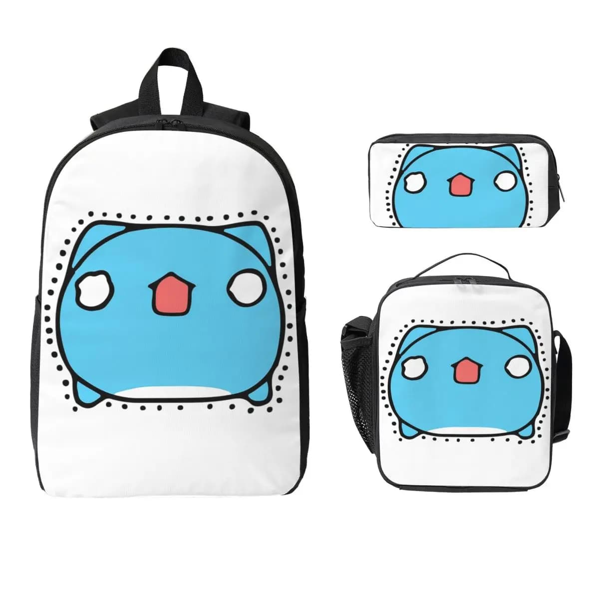 Comic Cat Bugcat Capoo Bug Cat Backpack Student Boys Girls BookBag School Bag Shoulder Bags 3ps Insulated Lunch Bag Pencil Case