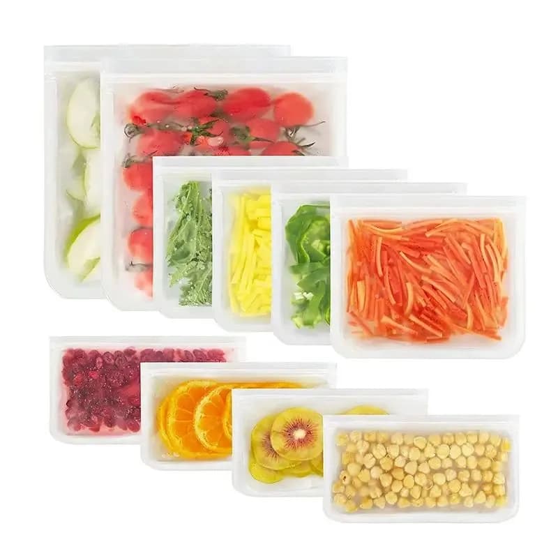 Contenitori per alimenti in silicone Sacchetti riutilizzabili per alimenti Sacchetti per il pranzo Stand Up Zip Shut Bag Tazza Contenitori per alimenti freschi a tenuta stagna