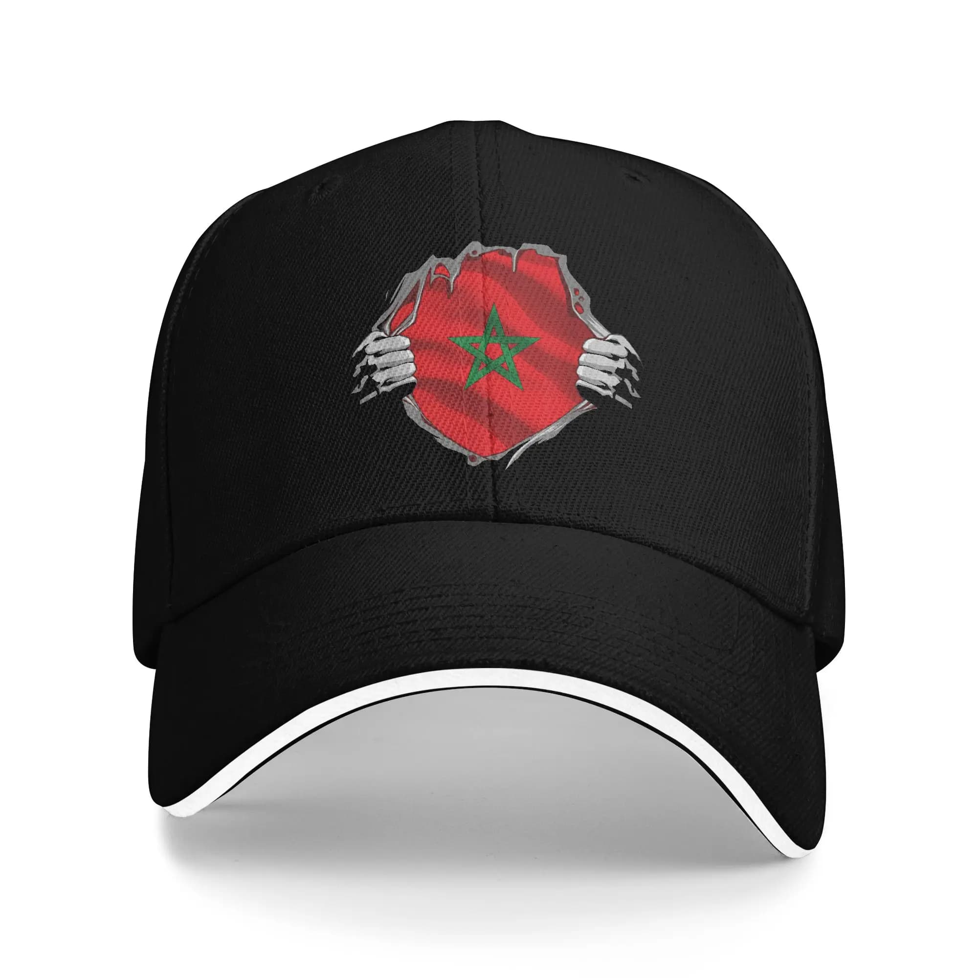 Summer Hat with Moroccan Flag for Men and Women, New Baseball Hat with Solar Protection