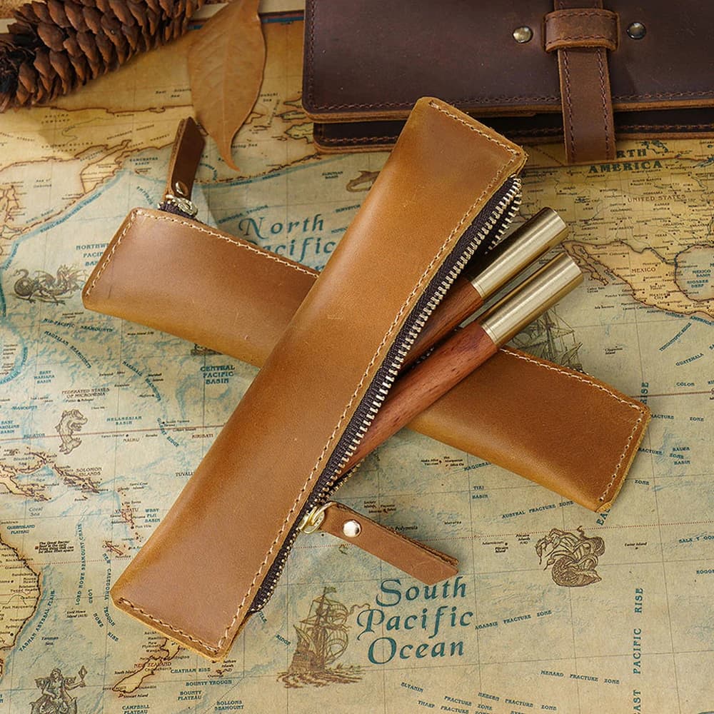 Mini astuccio per penne portatile in vera pelle, organizer per cancelleria in pelle bovina fatta a mano, materiale scolastico per ufficio da viaggio