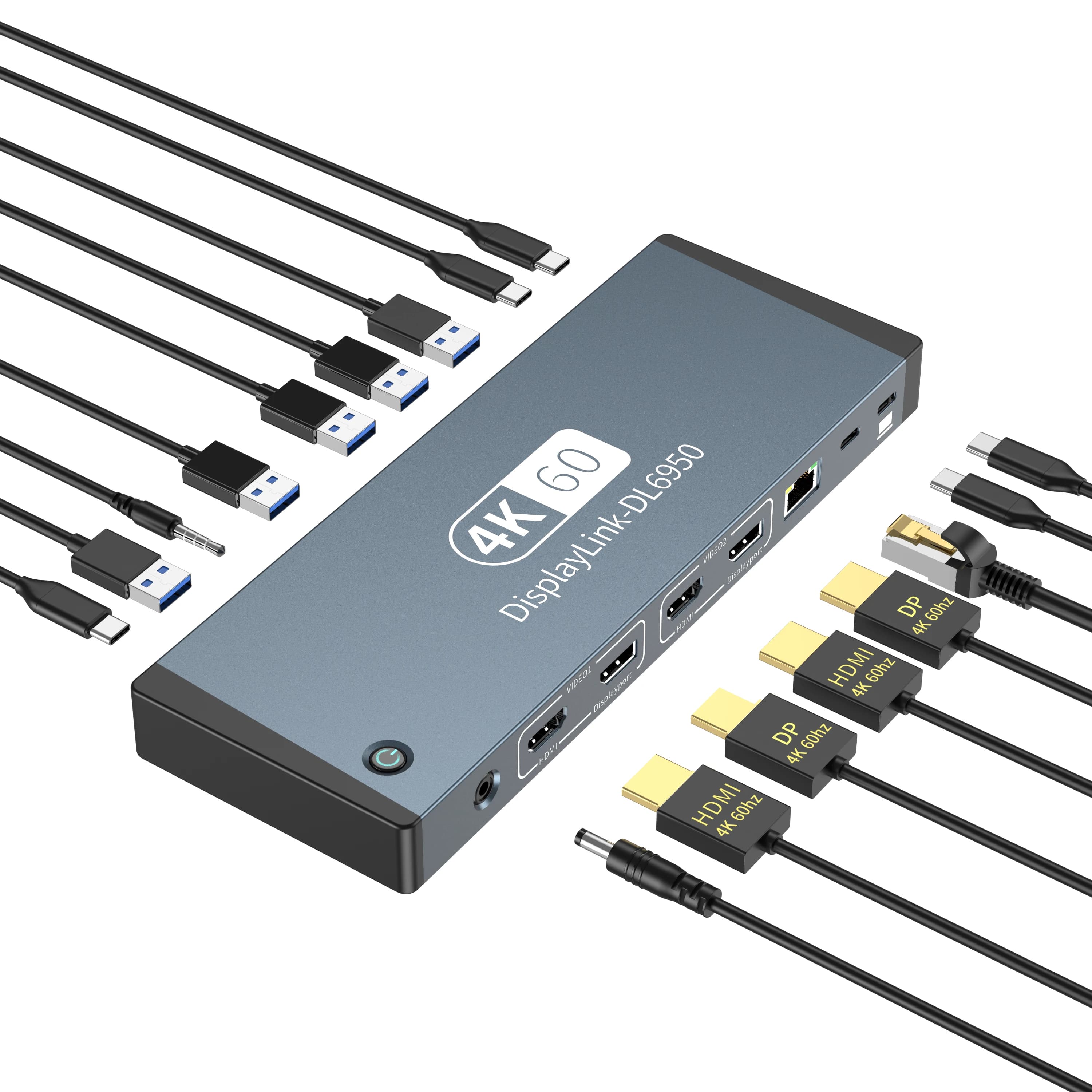 240W Thunderbolt 4 Docking Station for Laptop, Dual 4K60Hz HDTV/DP, USB-C/A 10Gbps, PD 100W, MST Support for MacBook