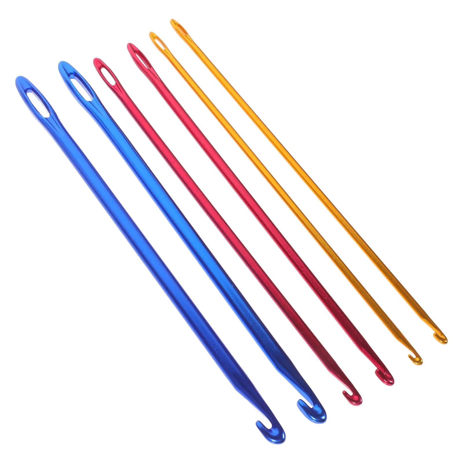 6Pcs Aluminum Crochet Hooks Set Large Eye Smooth Polished Knitting Needles for Beginners Crafts Scarf Hat Gloves Sweater Yarn