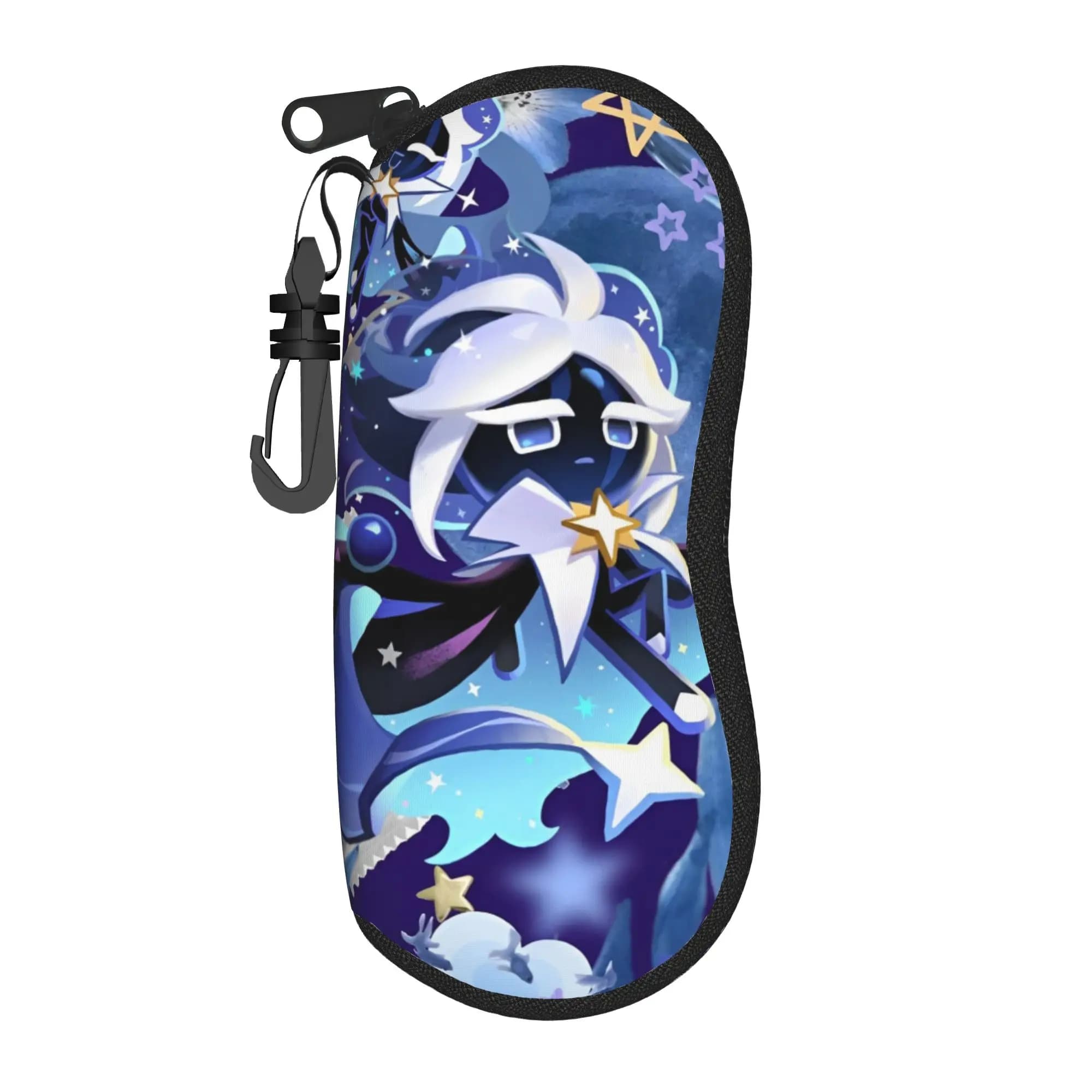 Shadow Milk Cookie Run Kingdom Custodia per occhiali unisex con cerniera anti-caduta, custodia per occhiali anti-pressione, custodia per contatti oculari