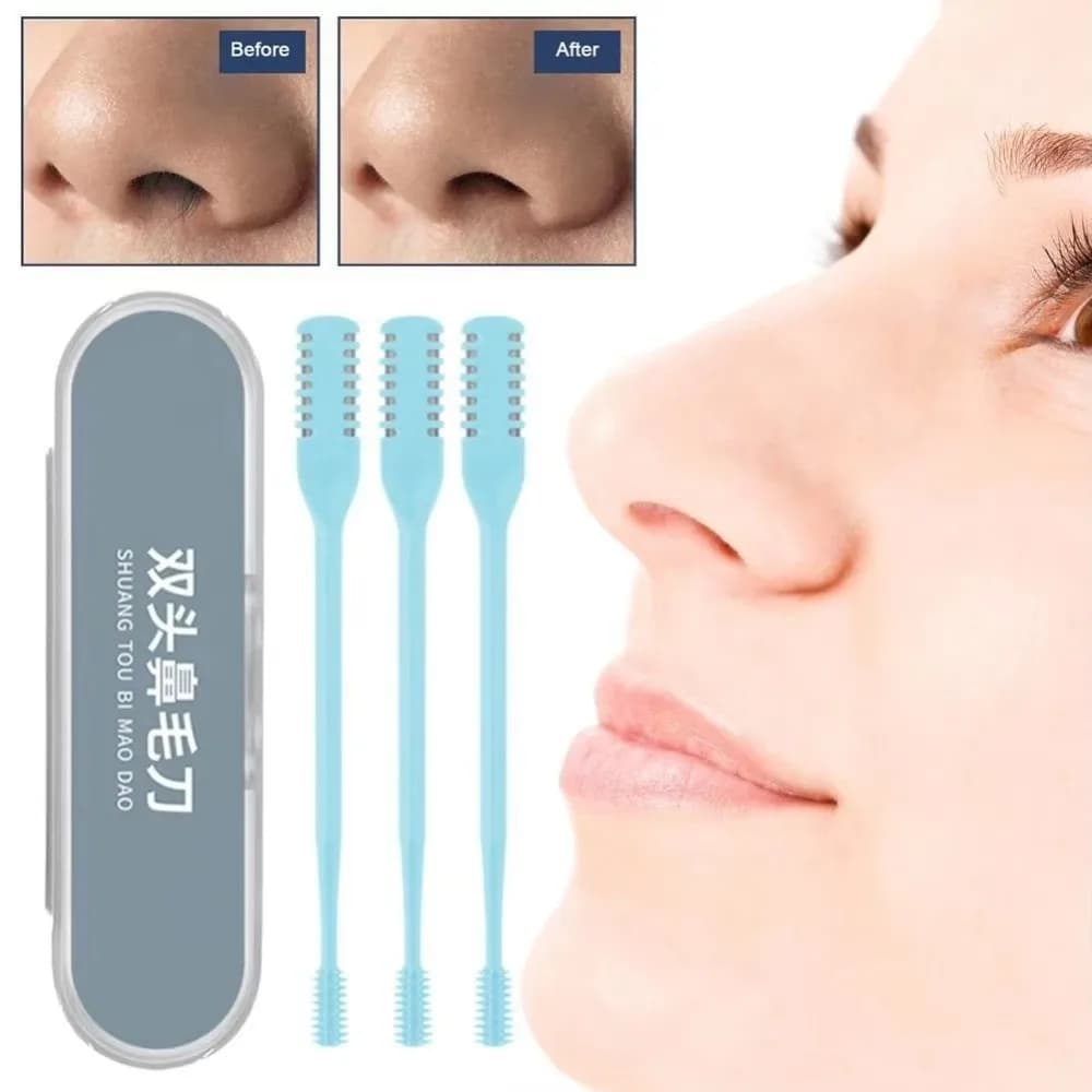 New Double Sided Nose Hair Trimmer Stainless Steel Washable Nose Hair Remover 360° Rotation Storage Box Hair Remover Travel