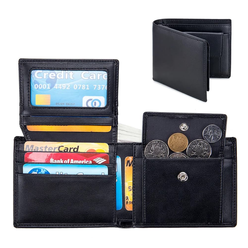Portafoglio corto da uomo in vera pelle di vacchetta porta carte di blocco RFID portamonete portamonete miglior regalo per fidanzato marito padre
