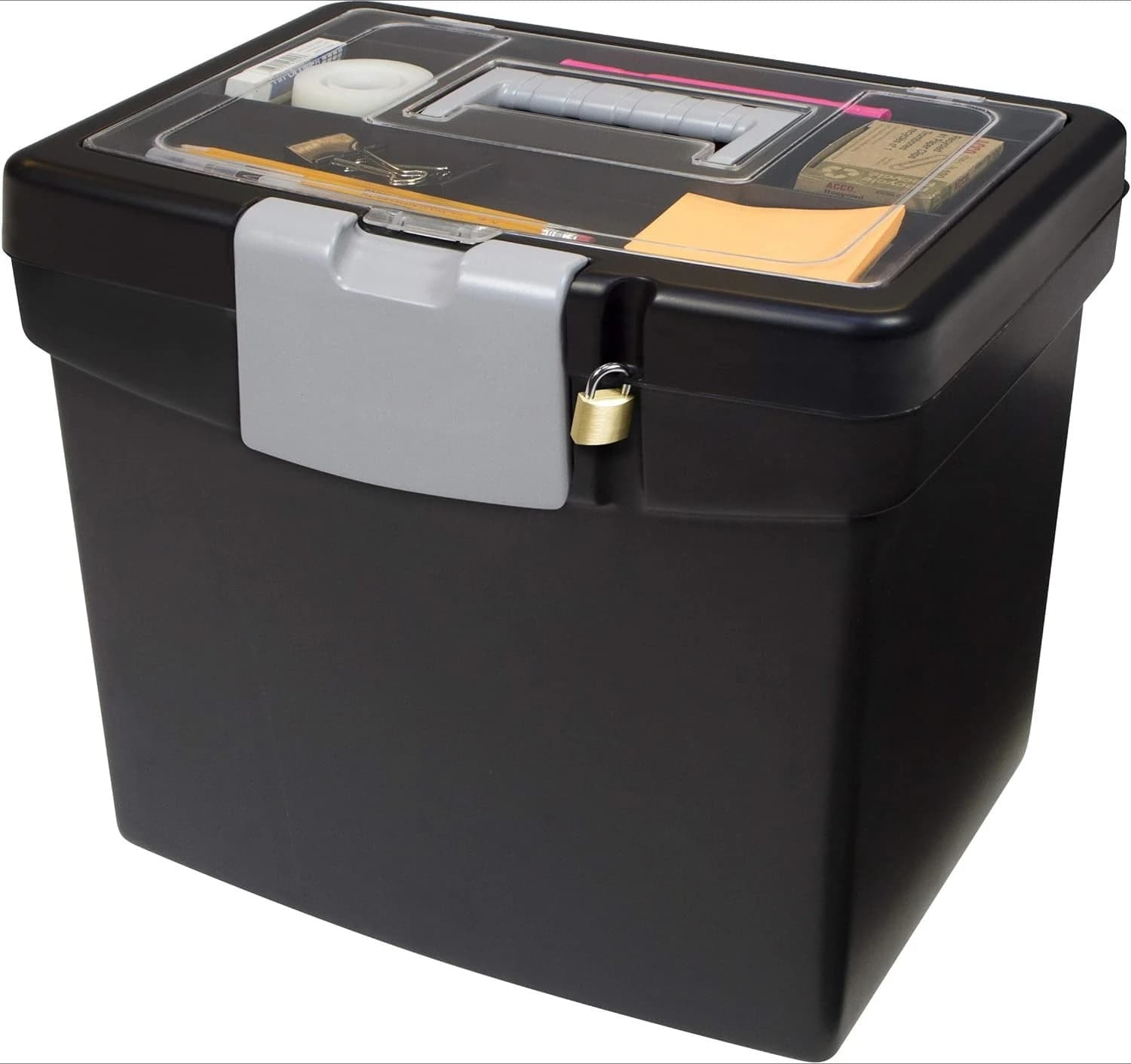Document box with transparent cover, black, 1 package