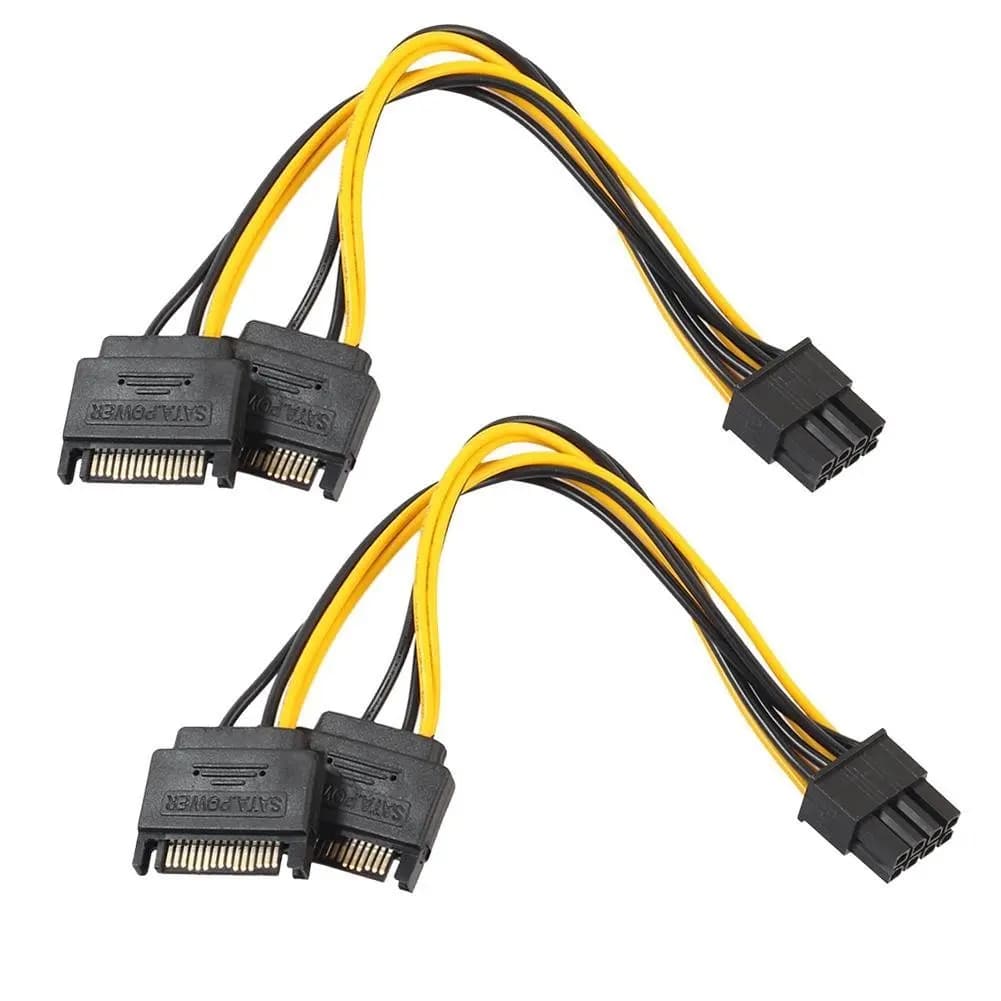 2 Pezzi Cavo di Prolunga Alimentazione PCIe 8 Pin (6+2) Maschio a Doppio SATA 15 Pin Maschio per Scheda Video GPU PCI Express