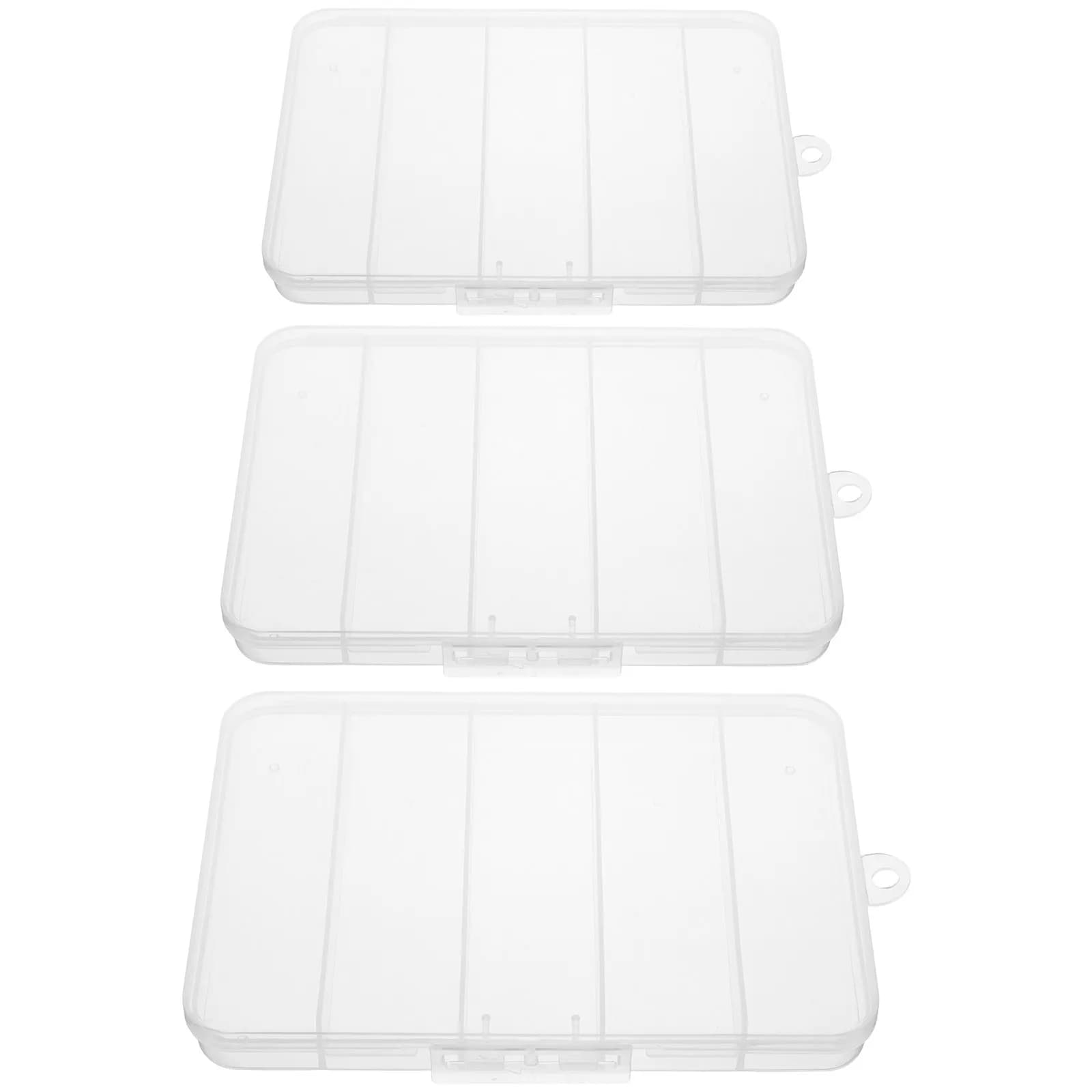 3Pcs Transparent PP Plastic Tool Storage Box Clear Organizer Case for Jewelry Earrings Fishing Hooks Small Parts Tackle Beads