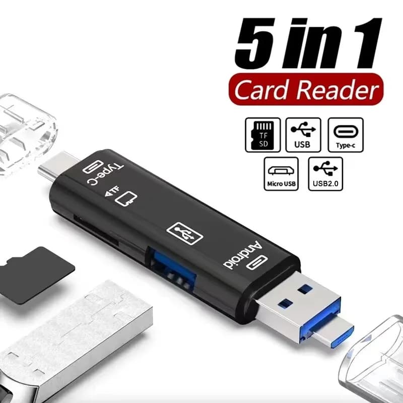 5 In 1 Multifunction USB 2.0 Type C/USB/Micro USB/TF/SD Memory Card Reader OTG Card Reader For Mobile Phone Laptops Accessories
