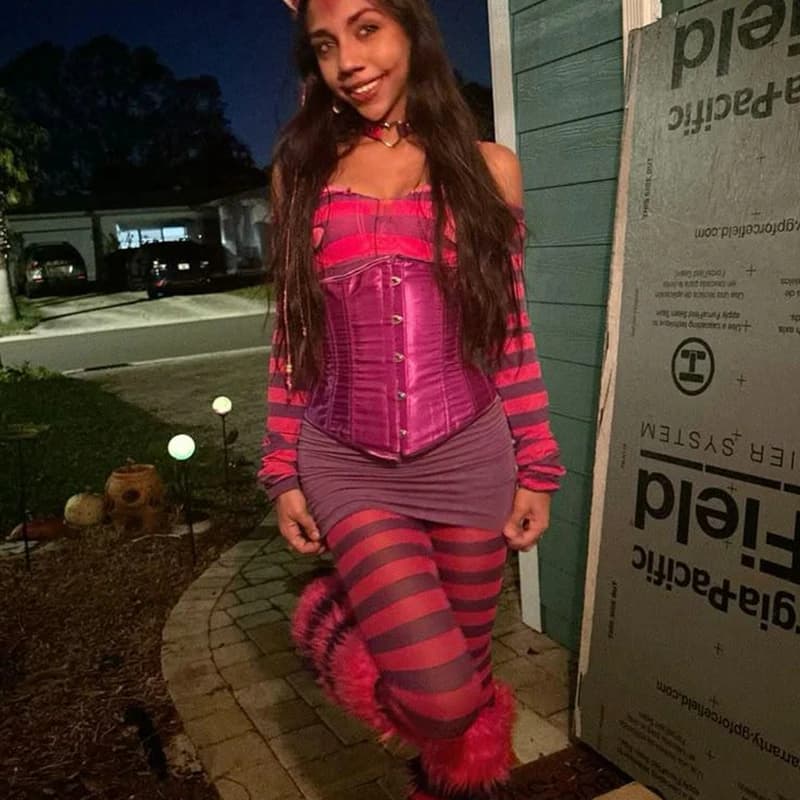 Cheshire Cat Halloween Costumes for Women, Long Sleeved Shirt with Leggings, Outfit for Party and Cosplay