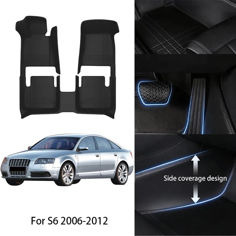 Tappetini Auto in Pelle PU su Misura per Audi S6 2006 2008 2010 2014 2018 2022 2024, Set Completo di Lusso, Accessori Interni Auto