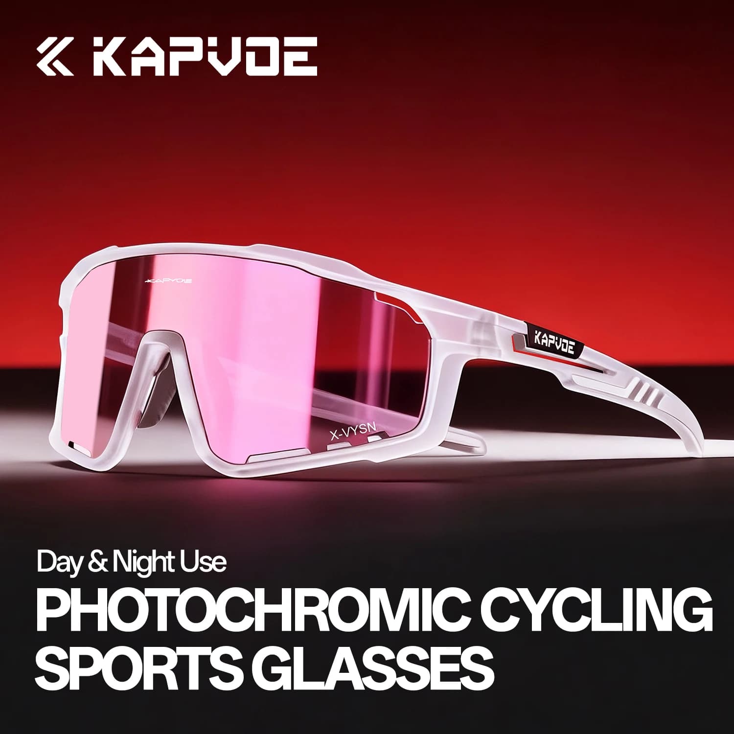 KAPVOE Outdoor Photochromic Cycling Glasses Sports Men Bicycle Windproof Goggles Hiking Eyewear Wilderness Adventure Sunglasses