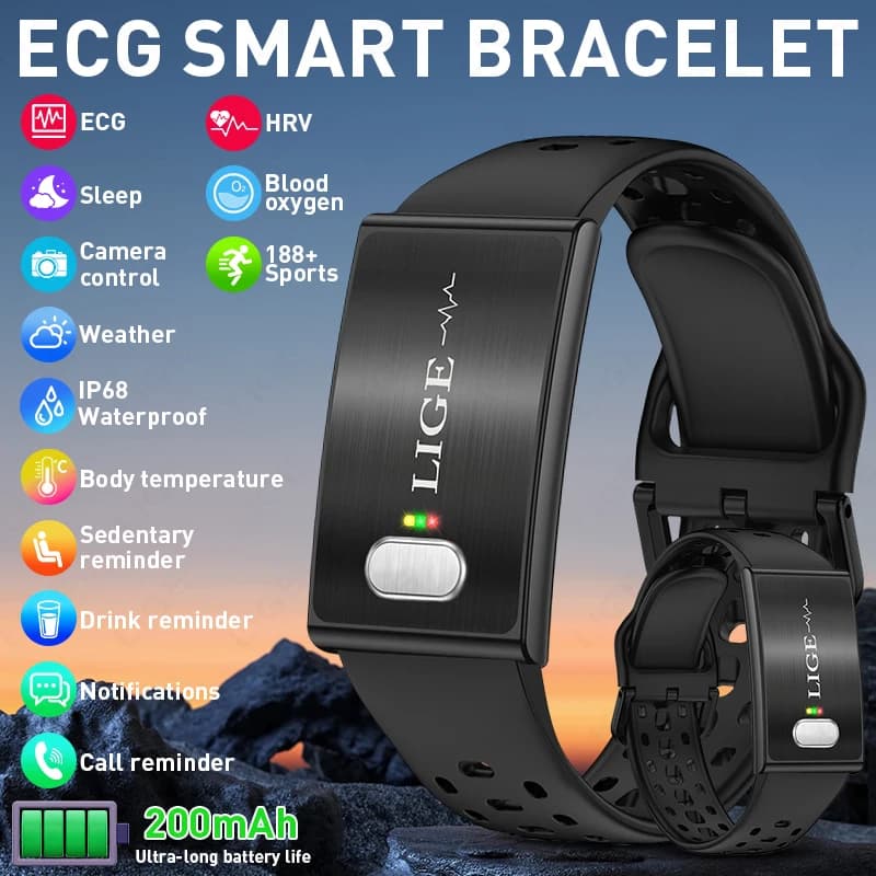 Braccialetto Fitness 2026 Nuovo Smartwatch ECG per la Salute, Monitor HRV, Impermeabile, Senza Schermo, per Uomo e Donna