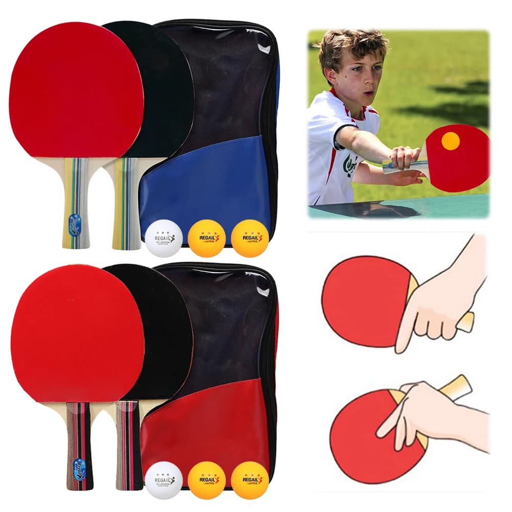 Racchette da ping pong 2 racchette e 3 palline Racchetta da ping pong Racchetta da ping pong antiscivolo Set di racchette da ping pong per allenamento avanzato