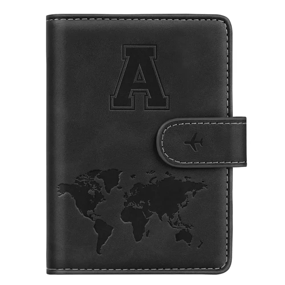 Porta Passaporto Personalizzato con Lettere A-Z, Portafoglio da Viaggio con Blocco RFID, Custodia per Passaporto e Carte di Credito
