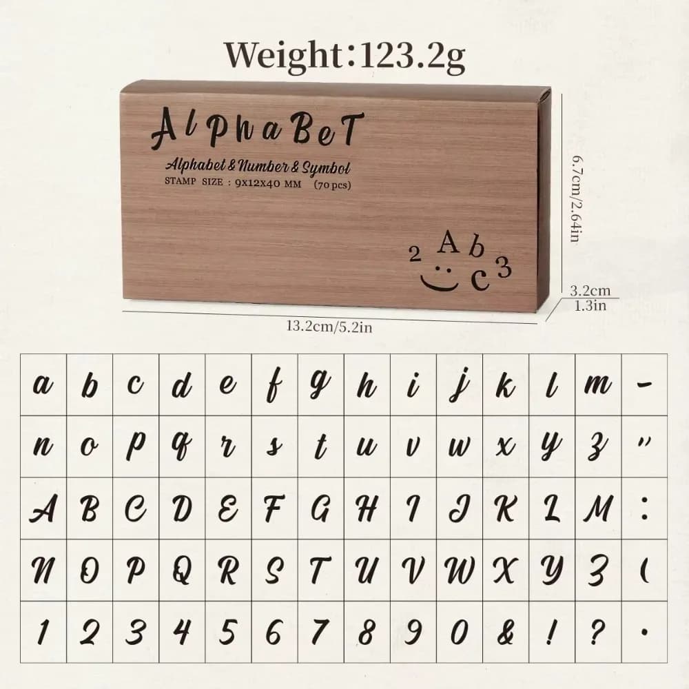 70 Pcs New Wooden Handle Wooden Rubber Stamp Set Standard Size Crafting Number Stamp Set Precise Durable Alphabet Letter Stamp