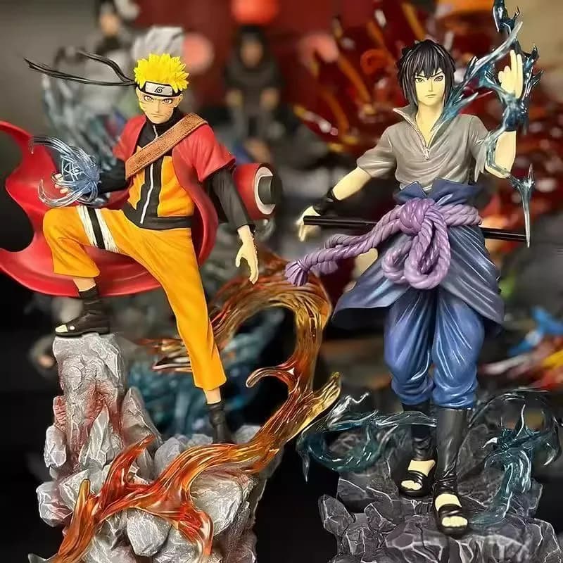 Nuova Statua Anime Naruto 2026, 22cm, Uzumaki Naruto e Uchiha Sasuke, Modellino d'Azione in PVC, Ornamento da Scrivania, Giocattolo da Collezione, Regalo