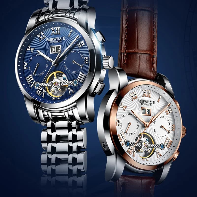 MARK FAIRWHALE FW-6060 Fashion Automatic Watches Calendar Business Man Clocks Luxury Mechanical WristWatch