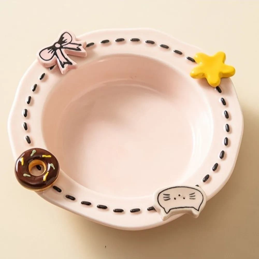 Ciotola in Ceramica per Animali Domestici, Grande Diametro, Resistente alle Catariffe, con Supporto, per Cibo e Acqua, per Gatti e Cani