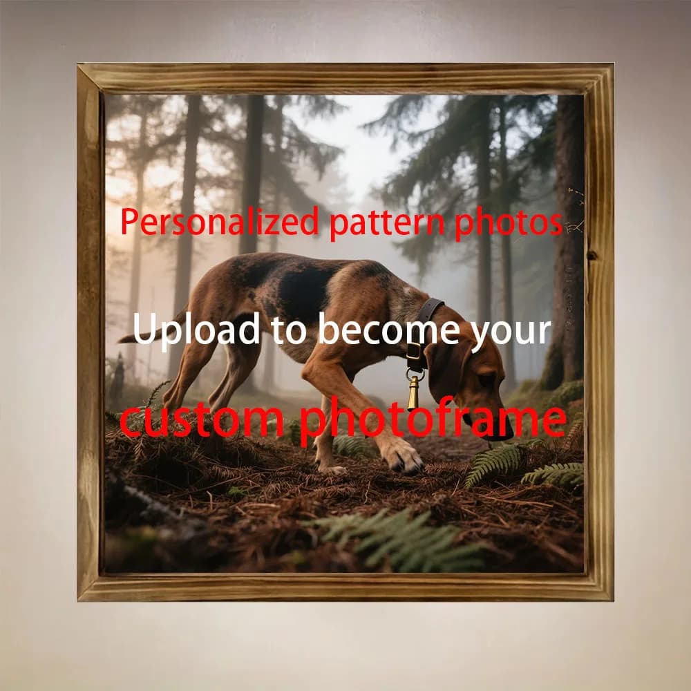 Una pittura con cornice in legno con motivo personalizzato personalizzato - Decorazione da parete con motivo personalizzato da 8 x 8 pollici, adatta per modelli di animali domestici, matrimoni