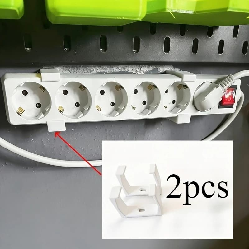 2 Pezzi Supporto per Presa Elettrica Stampato in 3D, Bianco/Nero, da Parete, Organizzatore Cavi Robusto con Fascette