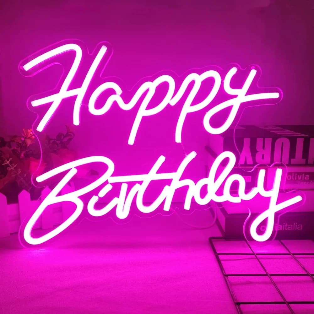 Insegna luminosa di buon compleanno di alta qualità Alimentata tramite USB Attraenti luci al neon a LED Decorazione per feste Lettere luminose