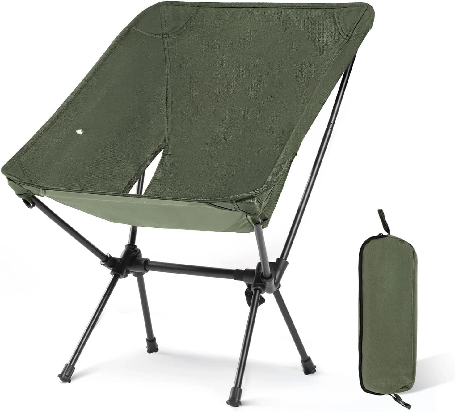 Lightweight Compact Foldable Camping Chair with Carry Bag, Portable Outdoor Lawn Backpacking Chair for Hiking Beach Travel Picnic Fishing Festival Army Green