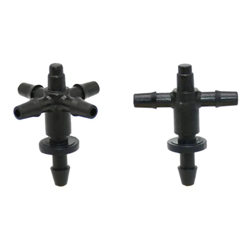 1/8 "4 vie Freccia Contagocce Croce Connettore Splitter Acqua 3/5 Tubo Sistema di Irrigazione a Goccia Attrezzi da Giardino Serra Adattatore D4