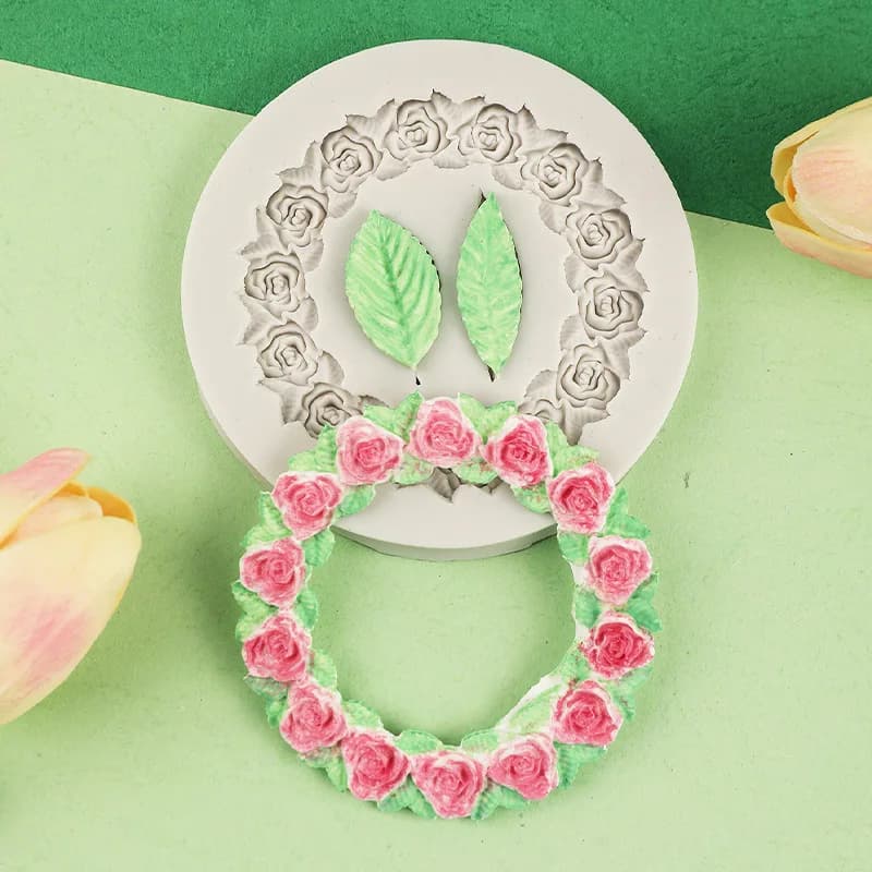 For tea make resin cake chocolate sugar bakery mold mold molding tool decoration rosette leaves silicone mold