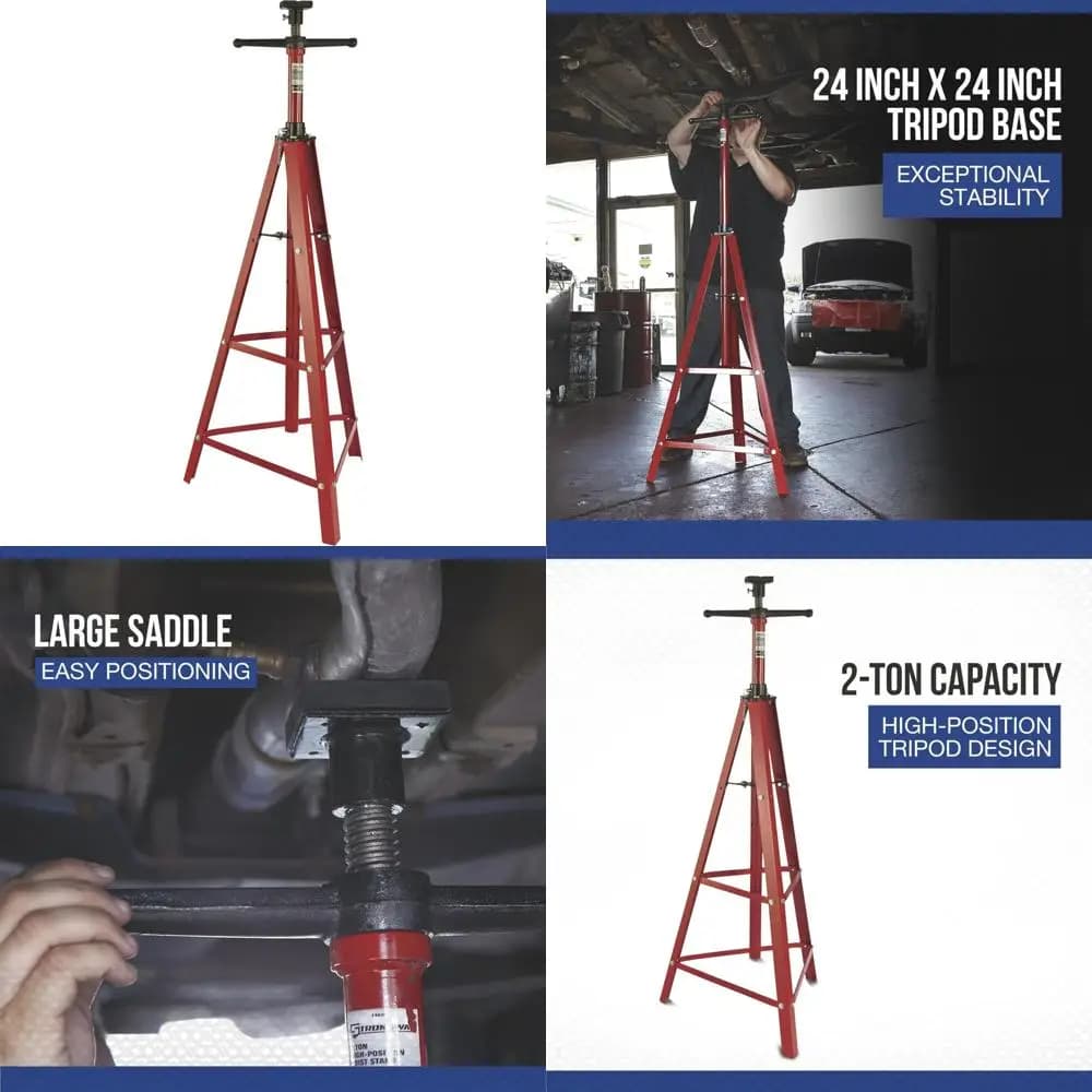 Support for lifting braid style tripod with capacity of 2 tons for lifting high position vehicles with improved stability