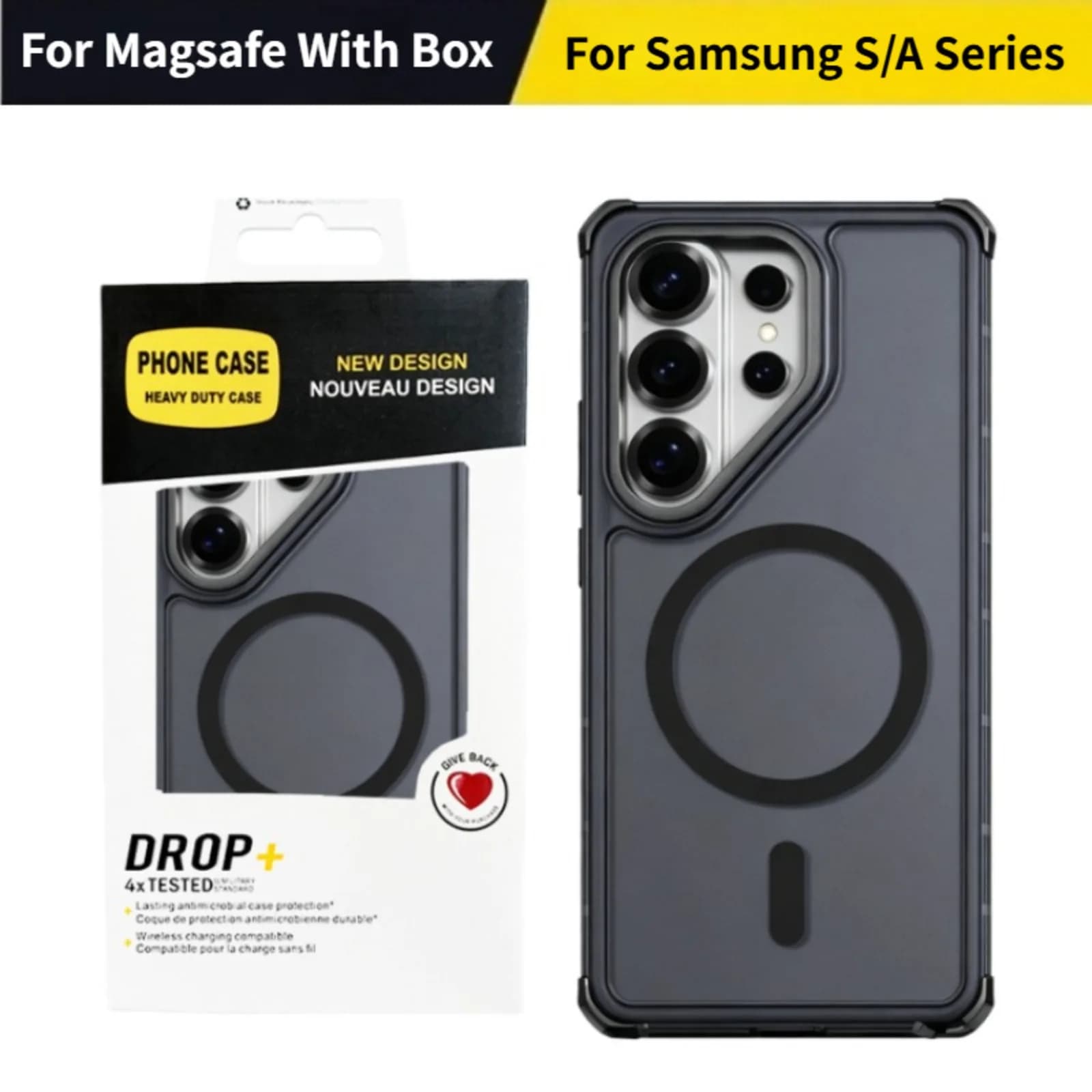 Heavy Duty Sink Feel Matte Clear Magnetic Case for Samsung S26 FE Ultra S25 S24 S23 A57/37/27/17/07 Wireless Charge Armor Cover
