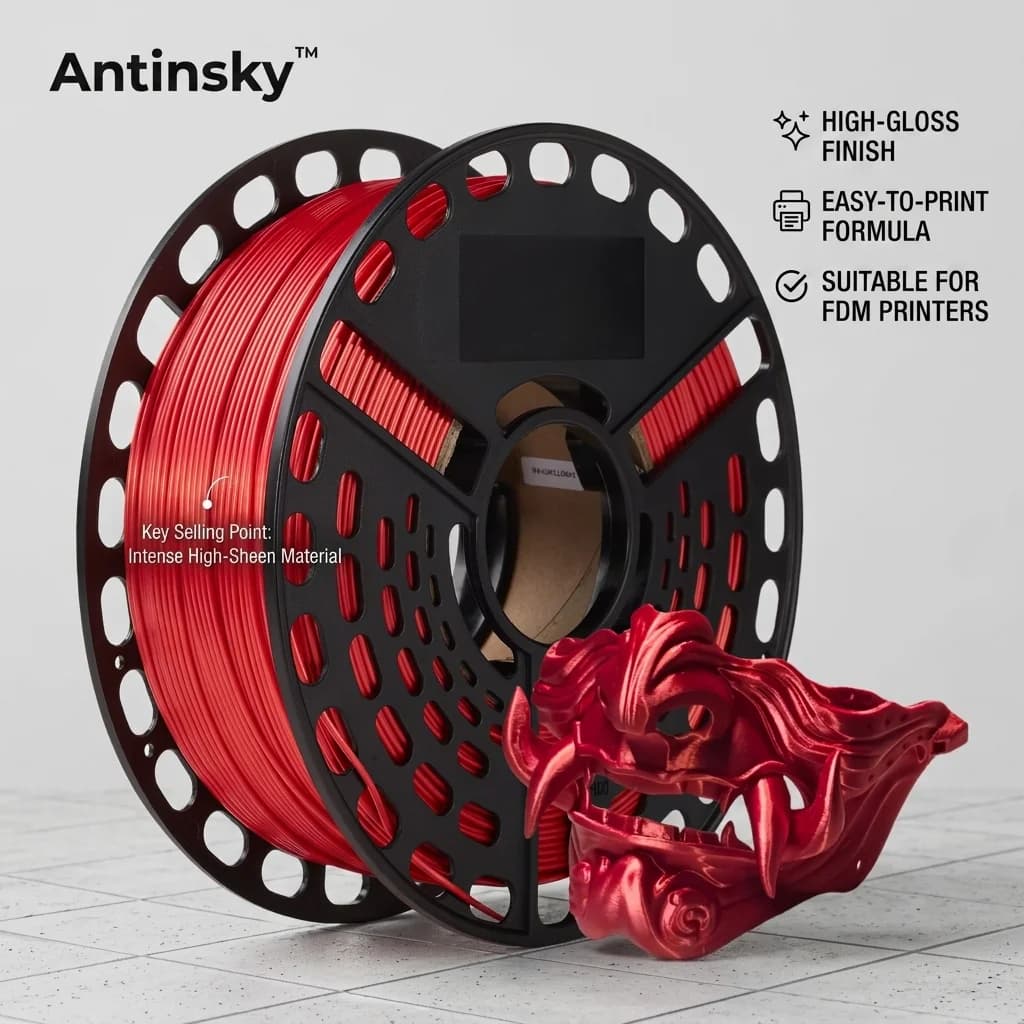 ANTINKSY Silk PLA Filament 1.75mm 1KG Glossy Shiny Metallic Effect Smooth Printing 3D Printer Consumables Silk PLA