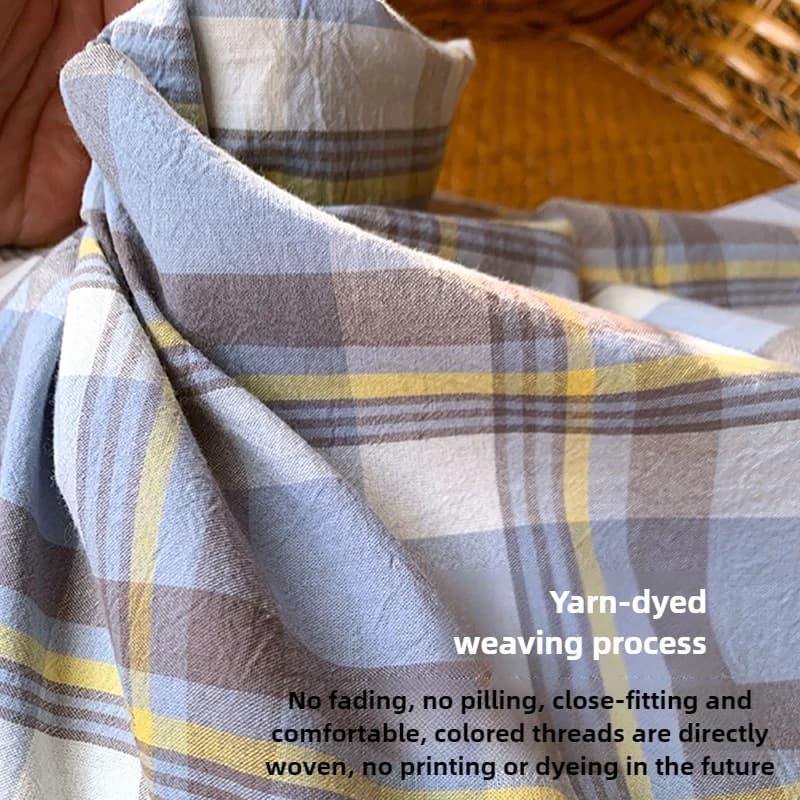 100% soft cotton washed Scottish fabric on the meter skin for bed linen, sofa, duvet cover, DIY sewing, slim cloth, green orange