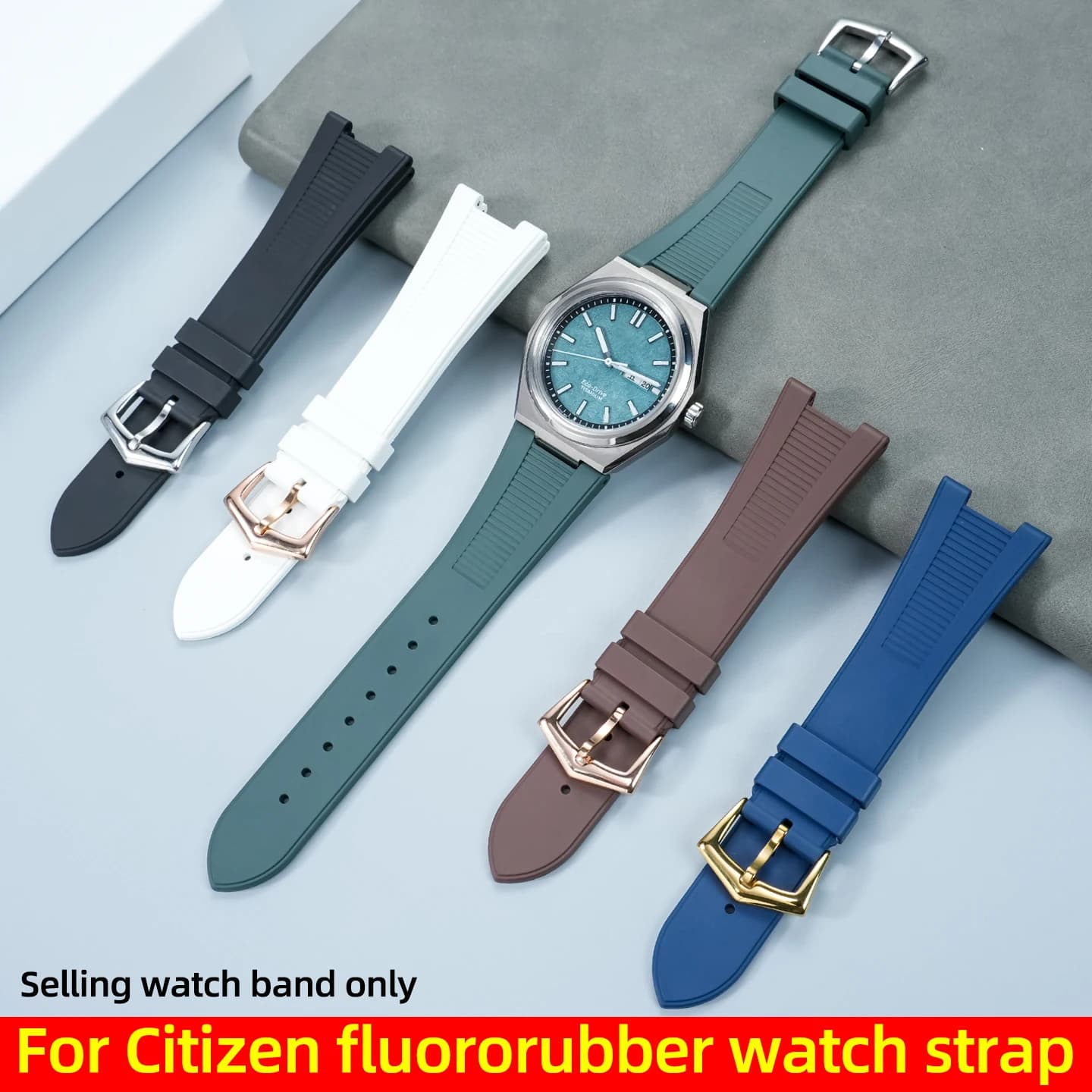 25*12mm Notch FKM watch Strap For Citizen AW0130-85X/A/Z soft fluororubber Watchband men sports rubber Band Bracelet Accessories
