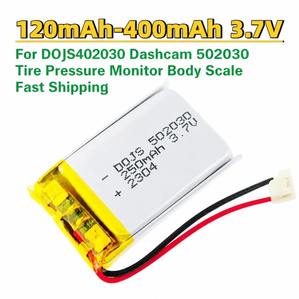 120mAh-400mAh 3.7V Li-Polymer Rechargeable Battery for DOJS402030 Dashcam 502030 Tire Pressure Monitor Body Scale Fast Shipping