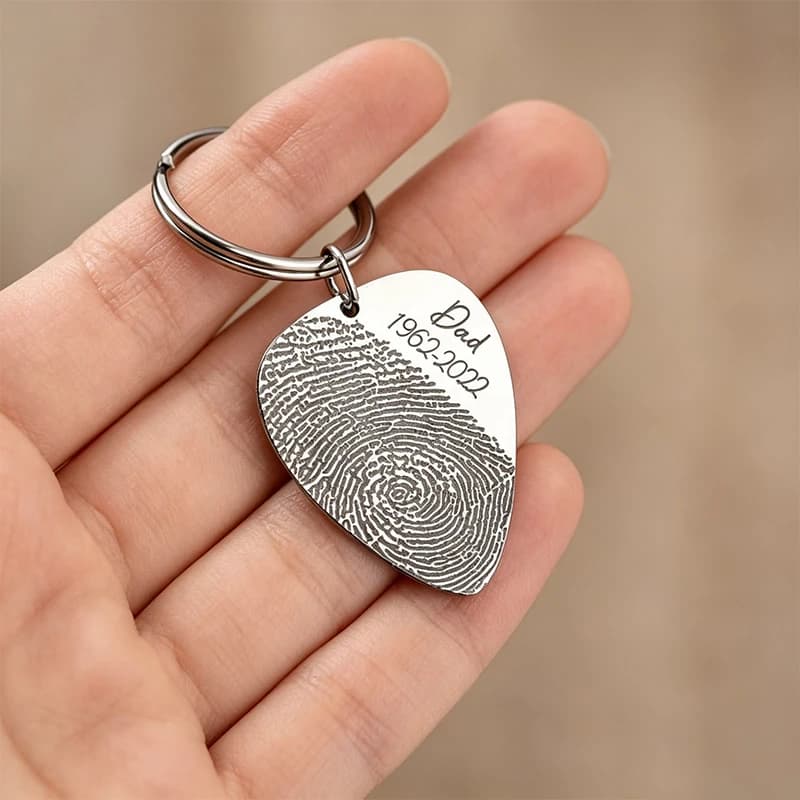 Custom Fingerprint Guitar Pick Personalized Custom Stainless Steel Name Date Loss of Father Remembrance Gift Bereavement Gifts