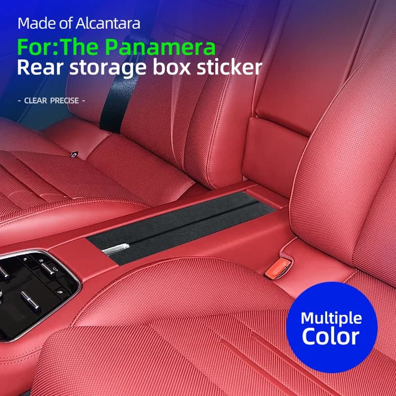 Adatto per la nuova scatola portaoggetti posteriore in pelle scamosciata Alcantara Porsche Panamera 19-25 Decorazione adesiva ultrasottile
