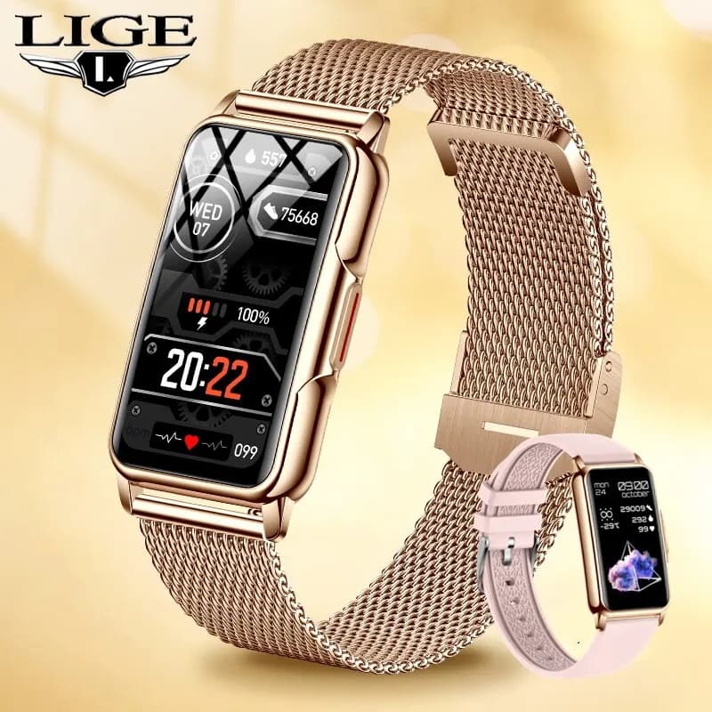 LIGE Smart Watch Woman Full Touch Screen Bluetooth Call IP67 Waterproof Sports Fitness Tracker Smartwatch Woman