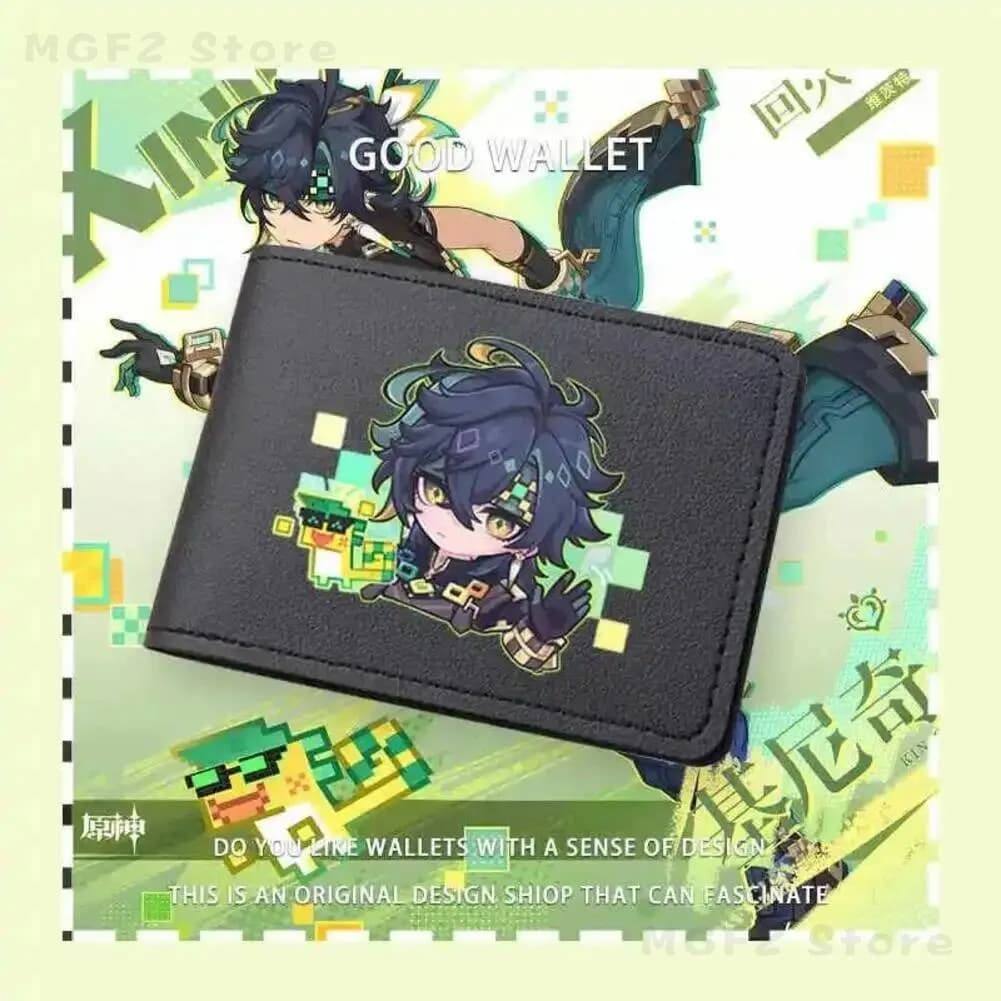 Portacarte Anime per Donne, Portamonete Studentesco Genshin Impact Kinich, Portafoglio Cartoon in Pelle PU Unisex, Portafogli da Uomo, Regalo