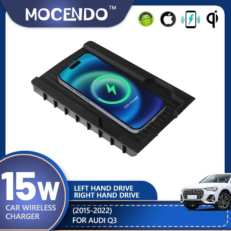 Caricatore Wireless per Auto Audi Q3, Ricarica Rapida 15W Compatibile con Accessori Android e iPhone, Modelli 2015-2022