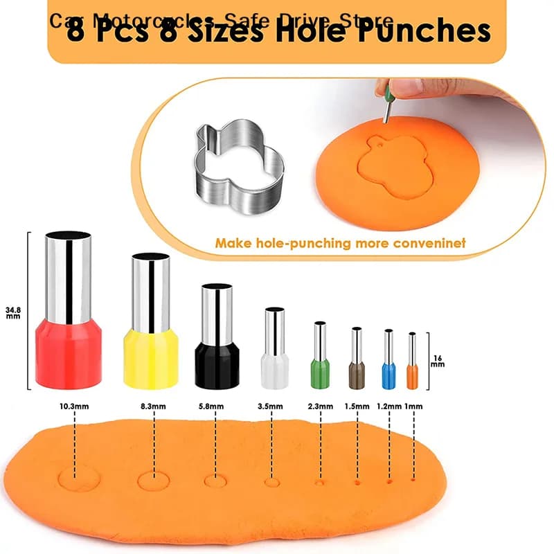 【M】Mini Clay Cut Mold Cutters Clay Tools Round Shape Stamper Molds Polymer Pottery Tools Kit Round Metal Cutting Dies 8Pcs