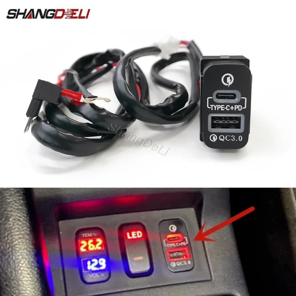 USB Charger for Car PD Fast charging USB Phone Charging Adapter for Mitsubishi Outlander Lancer Pajero Sport ASX V73 V93 V97
