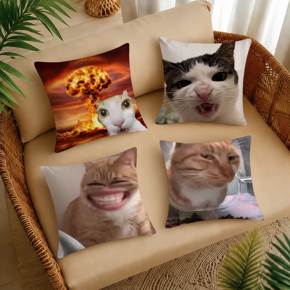 Cat Funny Meme Cushion Cover Square Decorative Throw Pillow Case Sofa Bed Living Room Anniversary Gifts