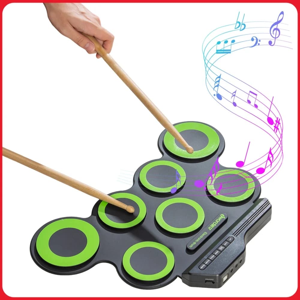 Electric Drum Set with Drumsticks Creative Percussion Instrument Portable Musical Drums Pad for Adult & Kids Beginner Instrument