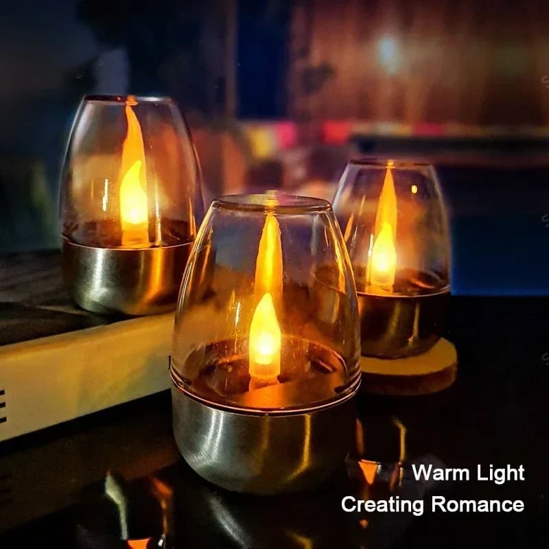 Candele solari a LED Luce notturna ricaricabile senza fiamma per decorazioni da giardino per feste di nozze Lampada per candele solari impermeabili per esterni