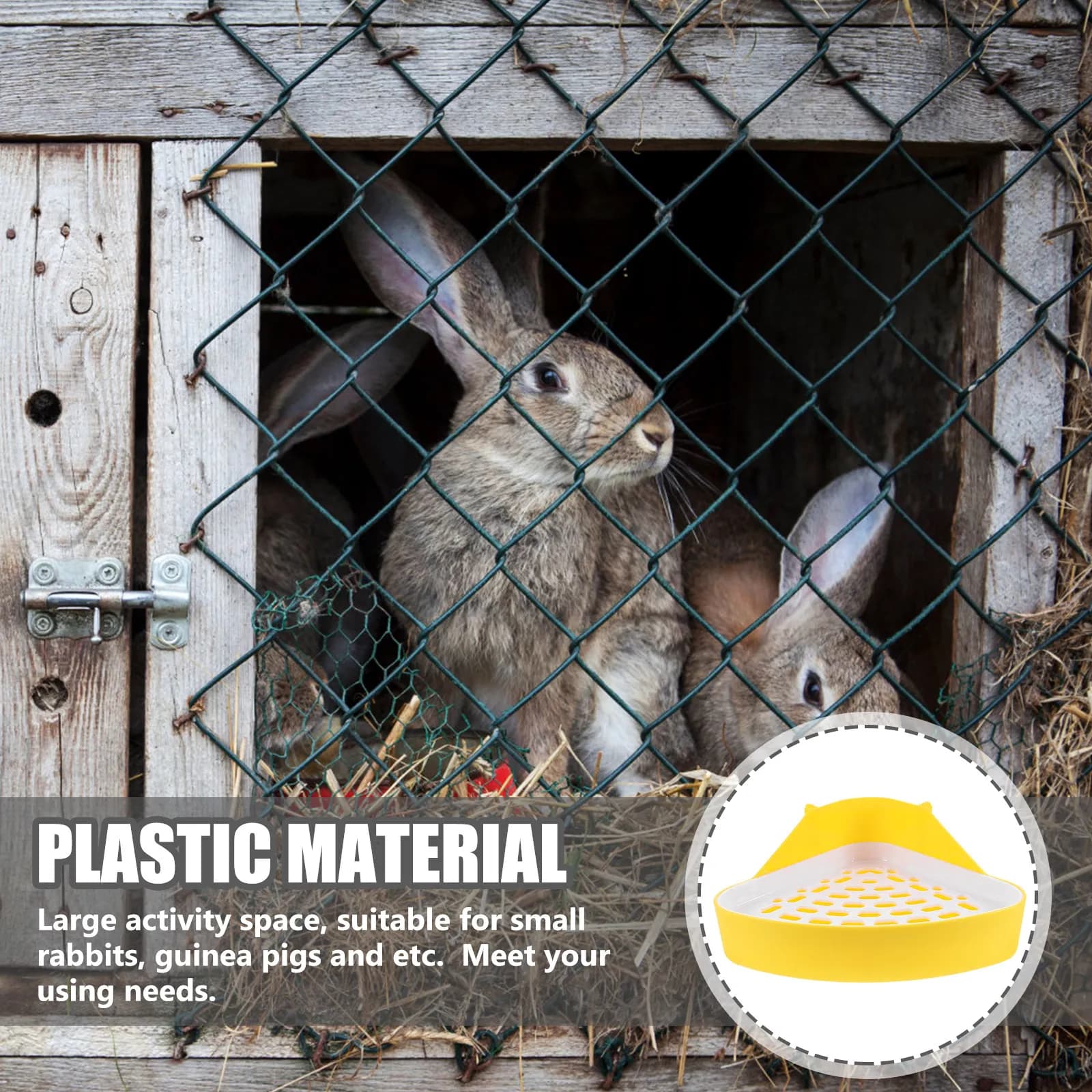 Lettiera triangolare angolare in plastica per conigli, vaschetta igienica per l'addestramento di piccoli animali, porcellini d'India, criceti, gatti, animali domestici da interno