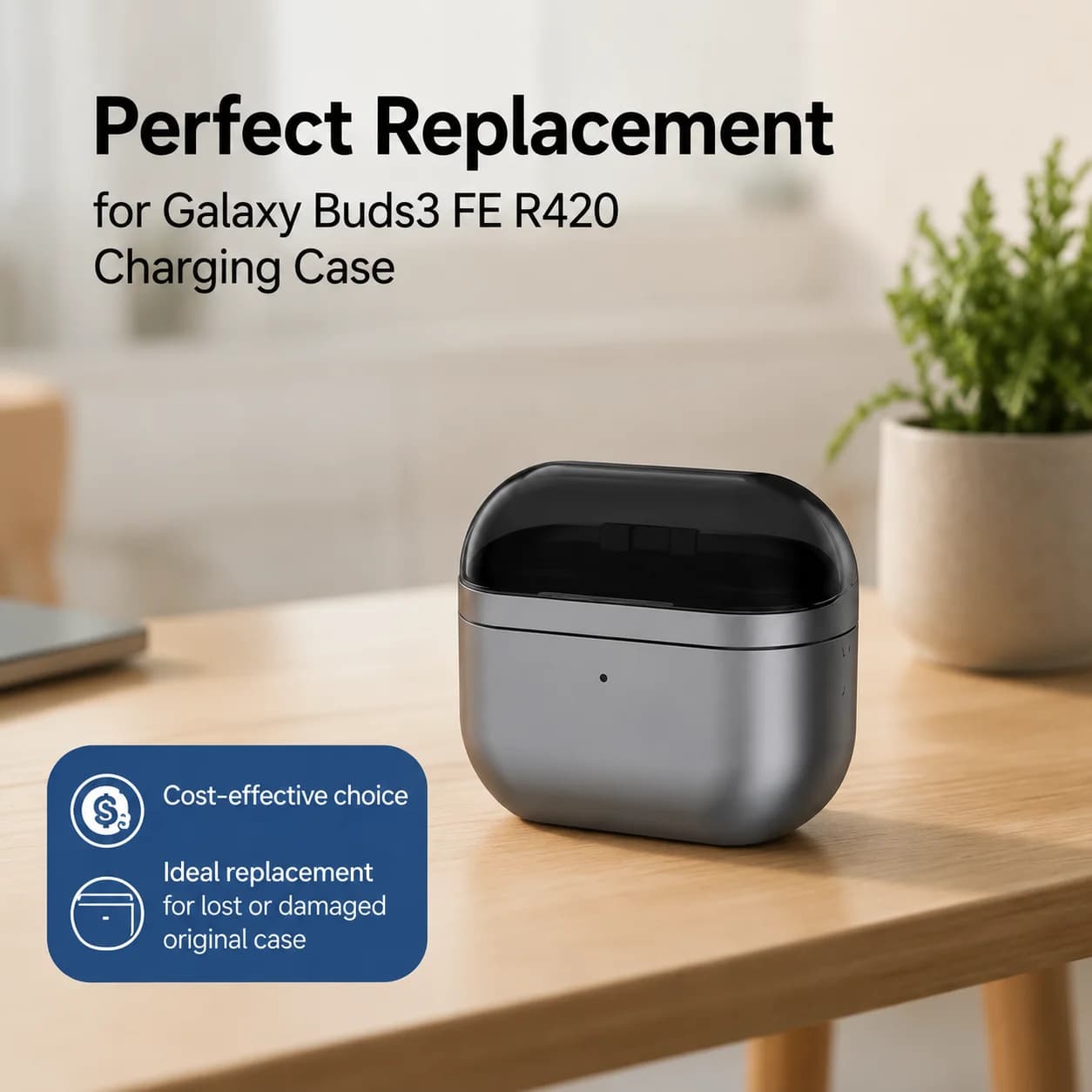 Wireless Charging Box Suitable for Galaxy Buds3 FE R420 450mAh Wireless/Wired Case, Pairing Button, Replacement, No Earbuds