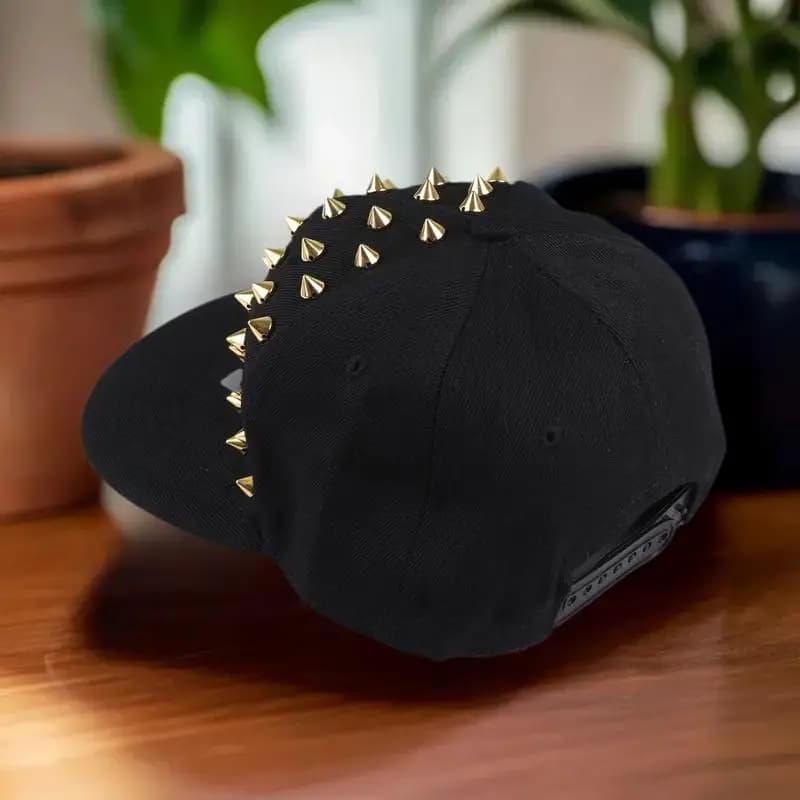 Hat with men's and women's rivets, punk rock hip hop style, baseball cap with Y2K studs, custom outdoor hat, duck beak hat with rivets