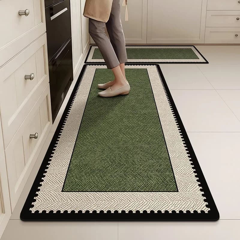 Modern Minimalist PVC Leather Kitchen Floor Mat Waterproof Oil-proof Stain-resistant Carpet Soft Washable Easy Clean Rug Tapis
